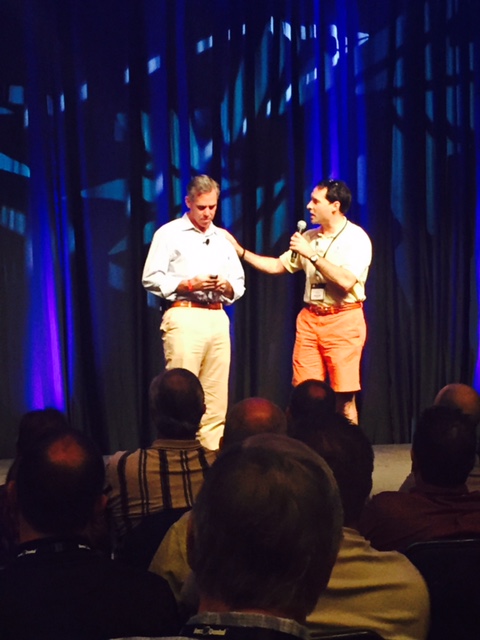 Benco Dental Managing Director Chuck Cohen welcomes Convergent Dental CEO Mike Cataldo to the stage to discuss their companies' new partnership.