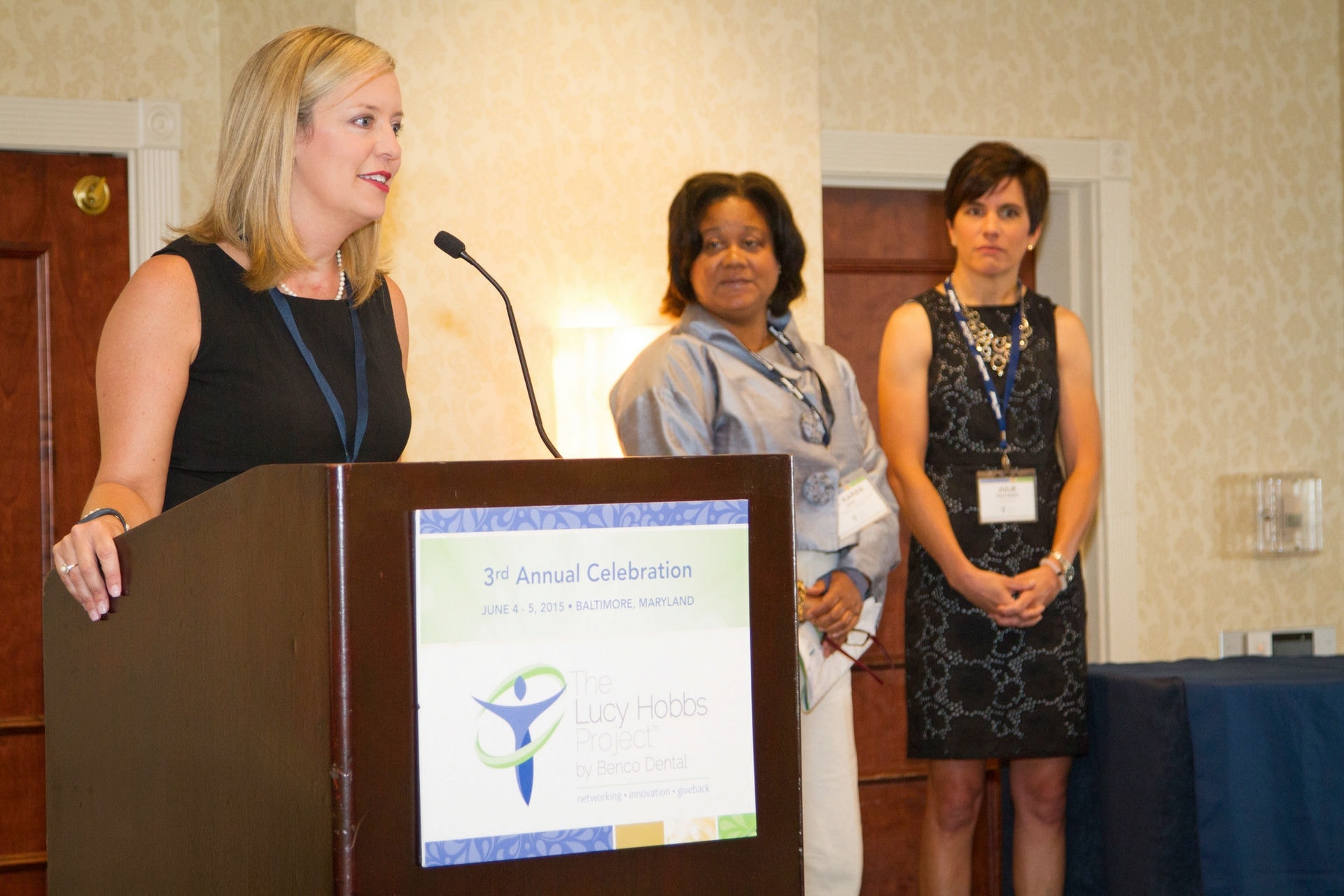 Dr. Lindsay Limbaugh accepts her 2015 Lucy Hobbs Project award during this year's Celebration hosted in Baltimore.