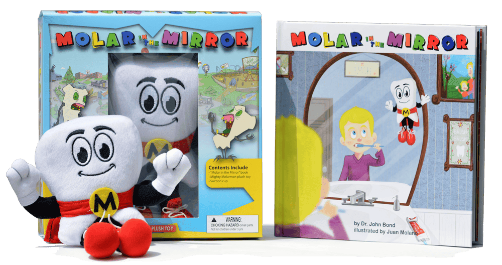 The Mighty MolarMan Experience® starts with "Molar in the Mirror" and the Mighty MolarMan plush toy.