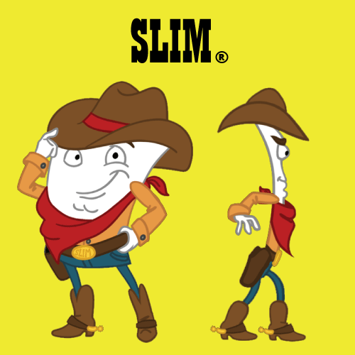 Slim® is a porcelain veneer, and he loves country music... he's a real cowboy, roping and riding his MolarMavericks down at the MO.K Corral. (Courtesy MightyMolarMan.com)