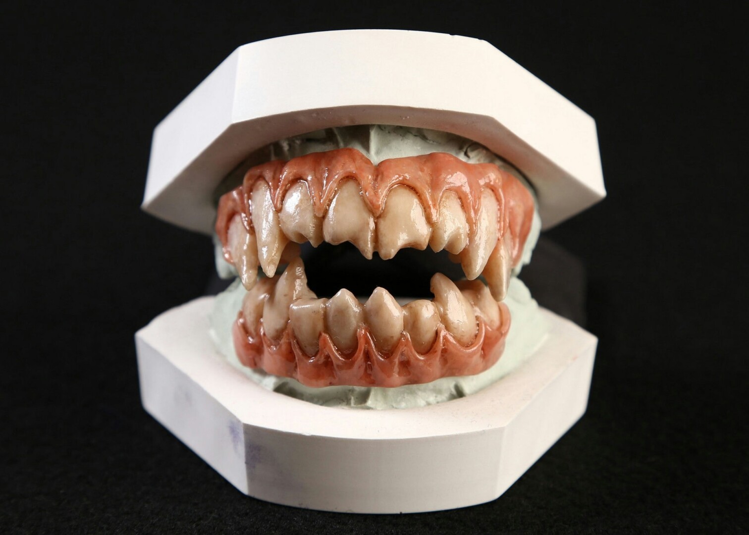 A second model of sharp, inhuman 3D printed teeth.