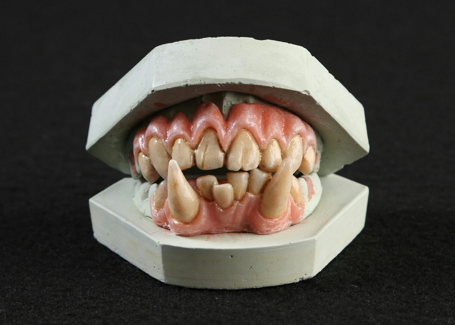 A large model of sharp, inhuman teeth.