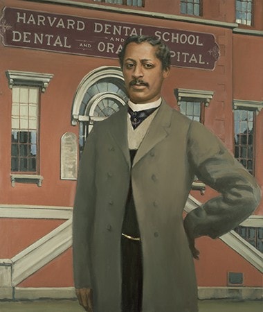 A portrait of Dr. Robert Tanner Freeman created by artist Stephen Coit at Harvard School of Dental Medicine.