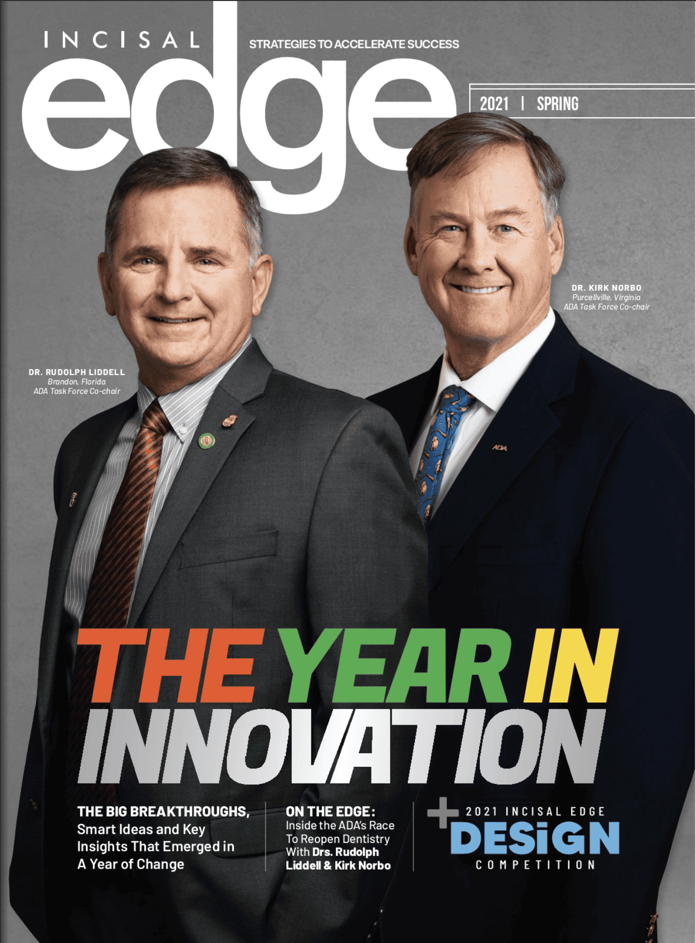 Incisal Edge magazine cover withDr. Rudolph Liddell and Dr. Kirk Norbo, ADA Task Force Co-Chairs
